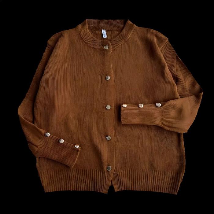 Inara Aira Tarla Bassic Kancing Gold Premium Cardigan Rajut Wanita Hitam Abu Cream Maroon Fit Allsiz