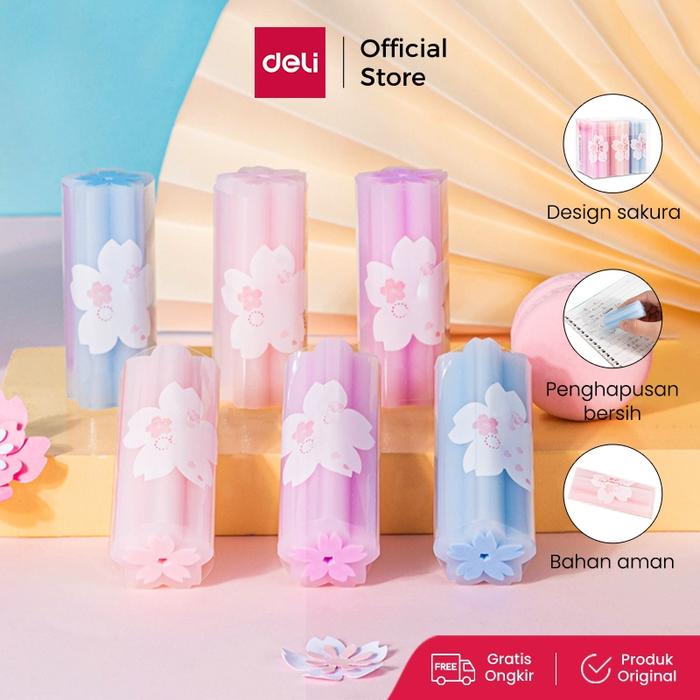 Deli Eraser / Penghapus PVC Desain Bunga Sakura Menghapus dengan Bersih 71136