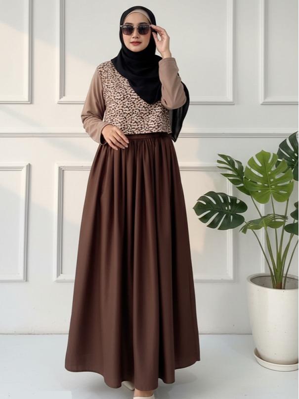 Gamis Abaya Premium Deriana Project Naira Dress Realpict Polos Coklat Limited