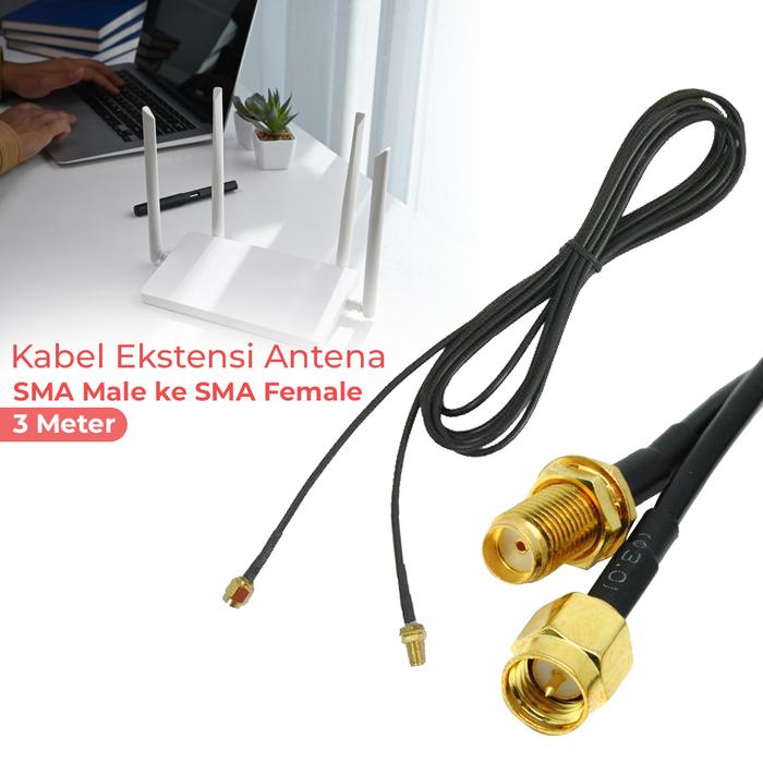 Kabel Ekstensi Antena Router Modem SMA Male ke SMA Female 3M - C390