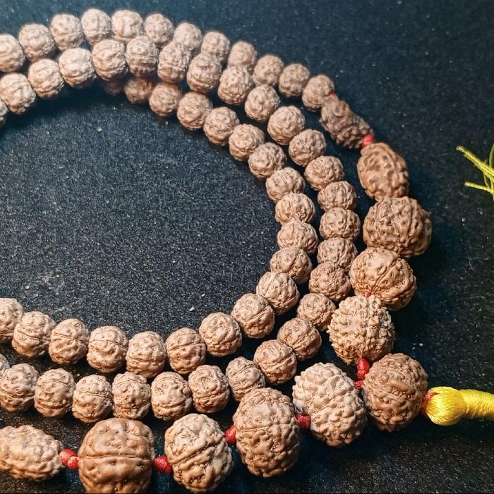 Mala 108 Rudraksha 1 Mukhi hingga 10 Mukhi Bahan Asli Ukuran 0.9 mm hingga 13 mm Stok Siap Tersedia