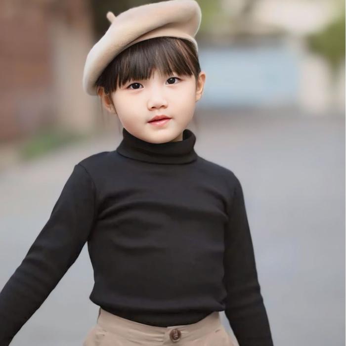 Kaos Turtleneck Anak Perempuan / Kaos Kerah Tinggi Anak Cewek / Turtleneck Anak Lengan Panjang Cewek