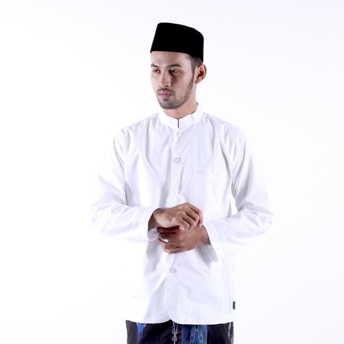 Baju Koko Bhs Classic Habaib Motif Ashim Warna Putih