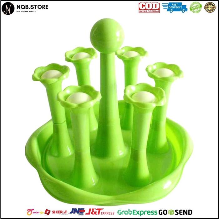 NQB - Tatakan Gelas Plastik DAISUKI 6 / 8 Tiang Tempat Cangkir Golden Sunkist 6pcs Sekat - Stand Gla