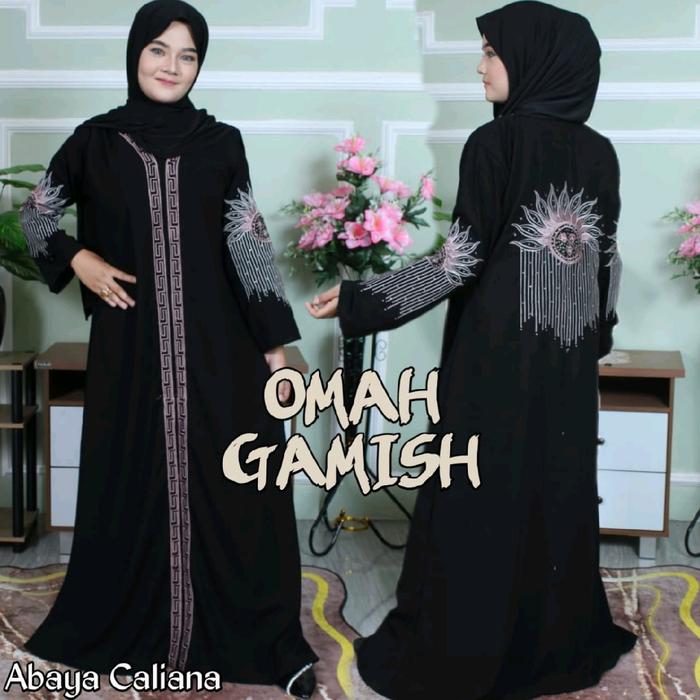 ABAYA CALIANA bordir bunga mewah hitam jetblack by anugerah berkah abaya