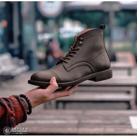 Sepatu Boots Pria Formal S Hades Boots Bot High Shoes Coklat - Brygancraftmanship