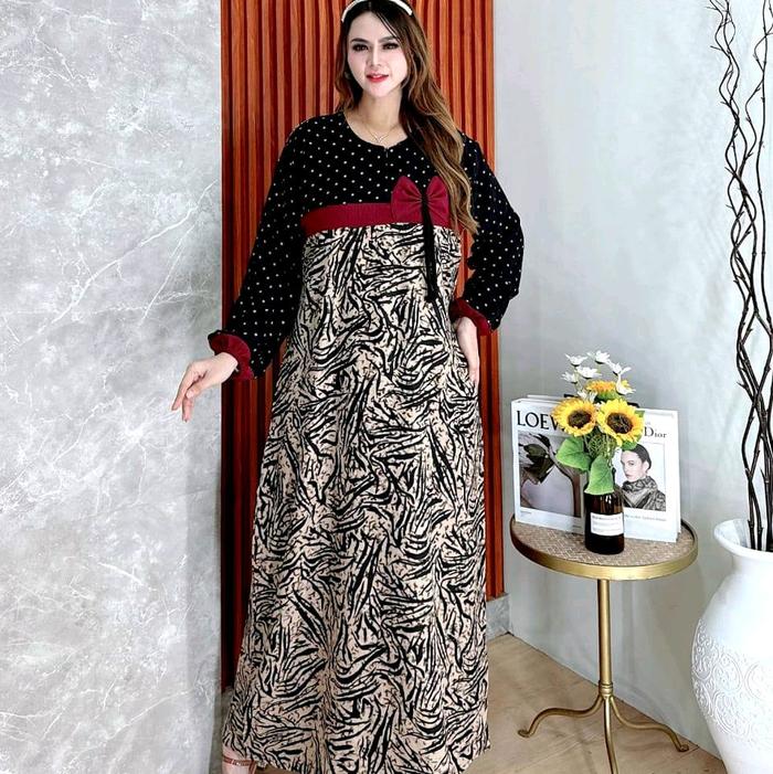 Daster Panjang Lengan Panjang Model Terbaru Rayon Tebal - Gamis Wanita