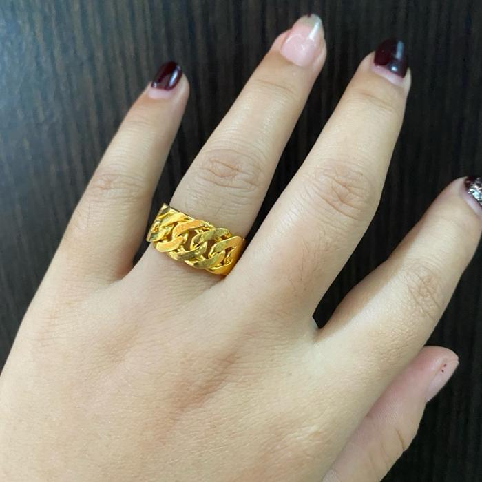 Cincin rantai replika emas LM jumbo 20gr lapis golden awet pakai harian