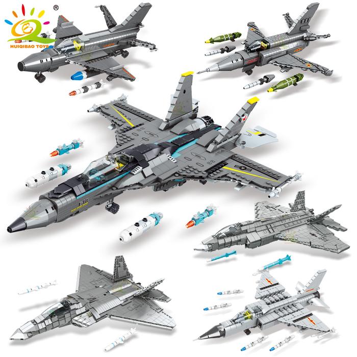 HUIQIBAO WW2 Fighter Combat Airplane Building Blocks Plane Model
