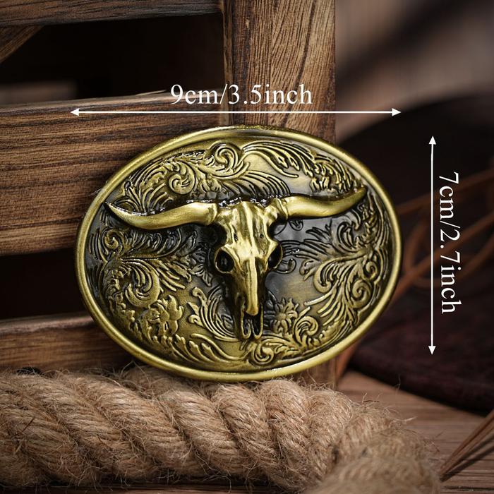 COWBOY BUCKLE KEPALA GESPER IKAT PINGGANG WESTERN BYSON BULL BANTENG SKULL