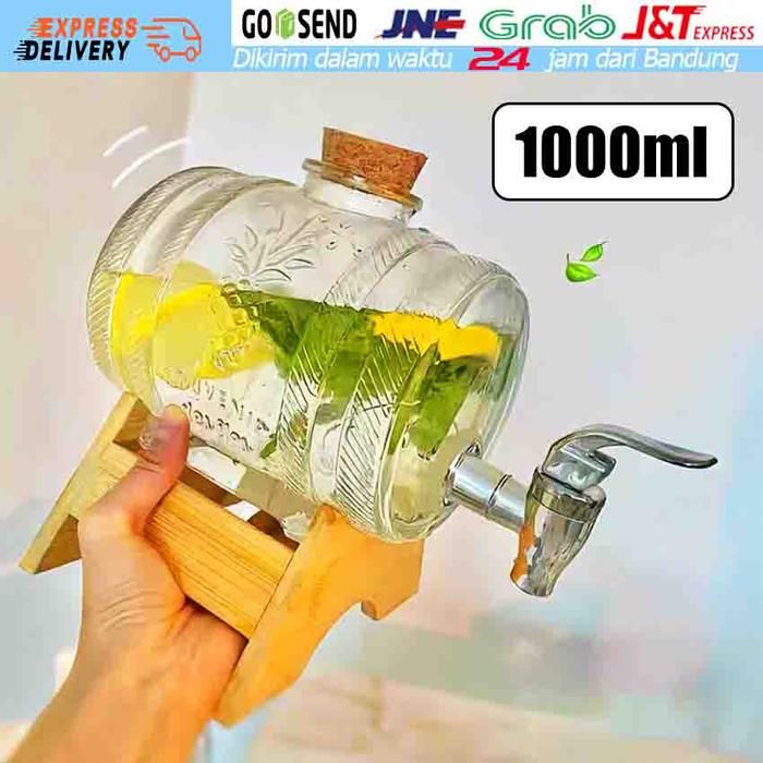 1000ml Sparkling Wine mini Dispenser kulkas Glass Bottle with Faucet Lemon Jug Juice Cola Beer Barre