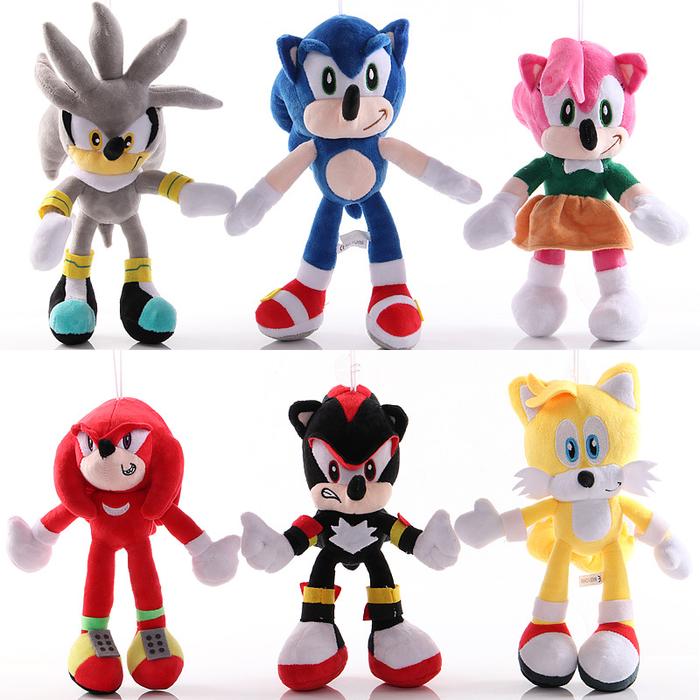 27-30cm Sonic Plush Doll keychain Toys Cartoon PP Cotton Black Blue