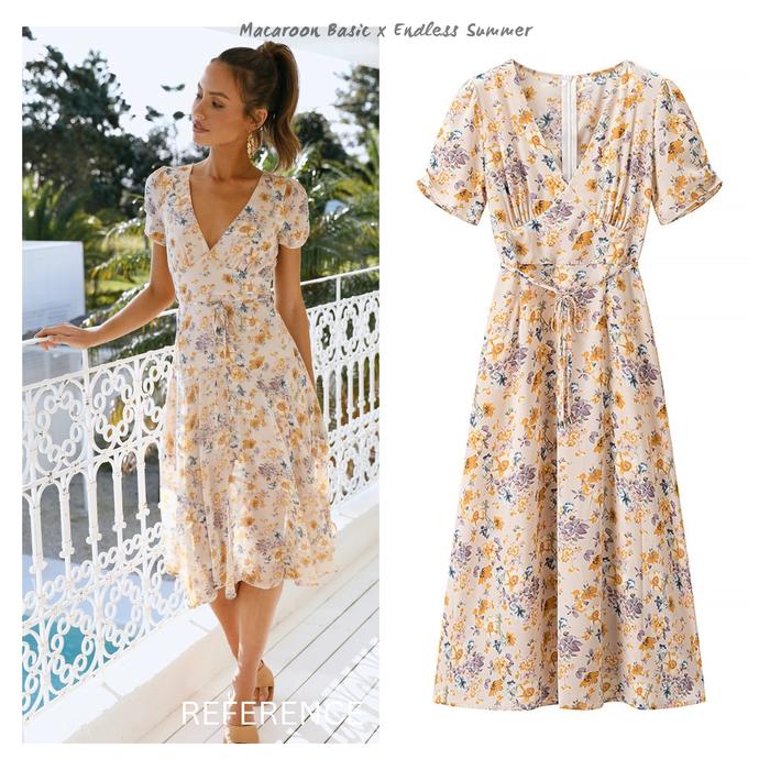 Summer Dress - Orange Summer Flower Dress - Long Summer Dress Wanita
