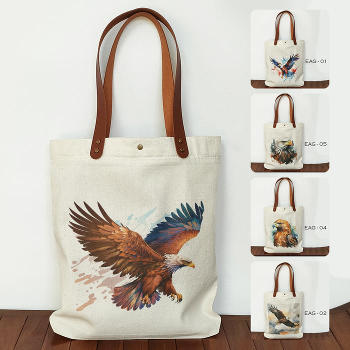 Totebag Canvas Seri Eagle Tas Kanvas Souvenir Burung Elang