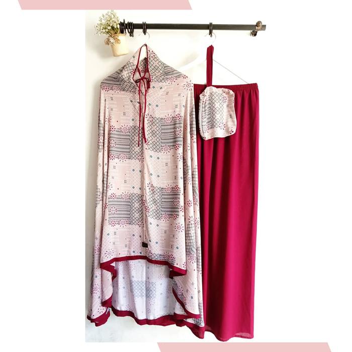 mukena etnik maroon - mukena dewasa motif batik - telekung dewasa kekinian - telekung lebaran Katun