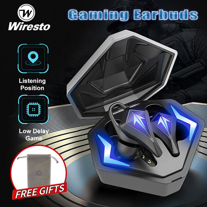 Wiresto Bluetooth Earphones Wireless Gaming Earbuds LED Headphone Low