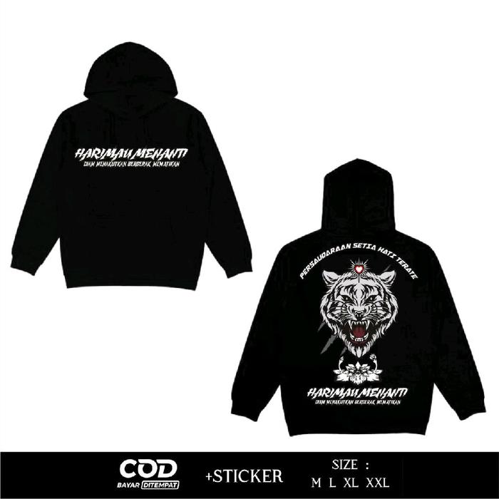 Jaket Hoodie Zipper Ars88store Desain Terbaru Harimau Menanti Fashion Pria Wanita Perguruan Pencak S