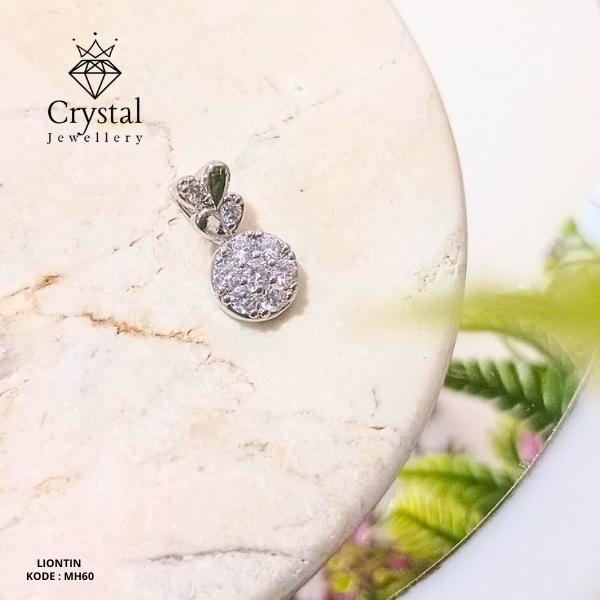 Liontin MH Love Dua Susun Motif Bulat Perhiasan Lapis Emas