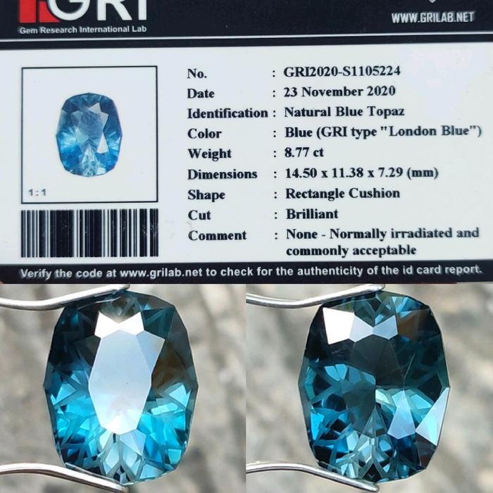Natural London Blue Topaz Custom Cut Memo Gri Lab