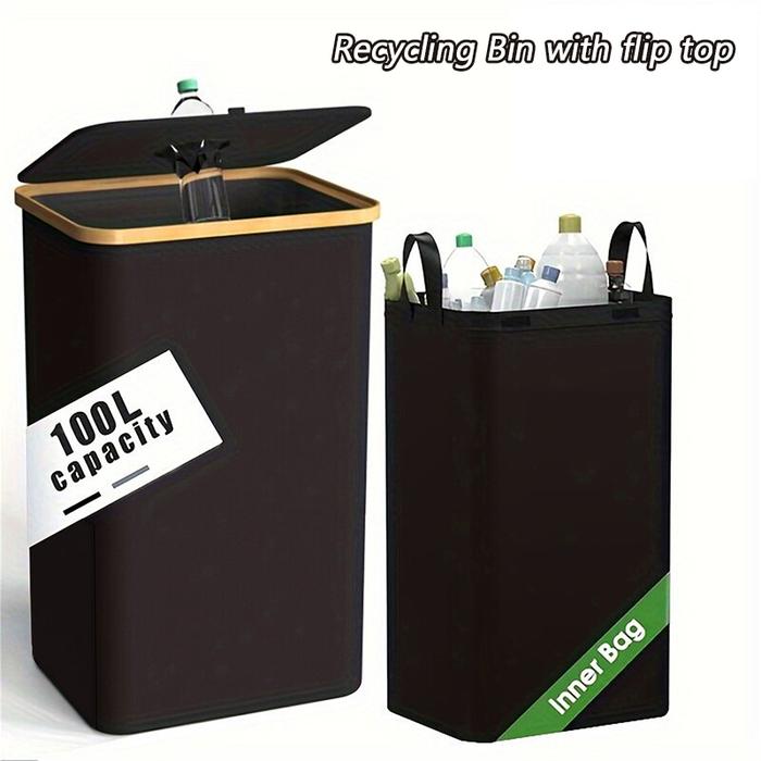 1 Set Kitchen Recycling Bin & Storage Bags, Kitchen Recycle Bin,100L Large Capacity Bottle Recycle B