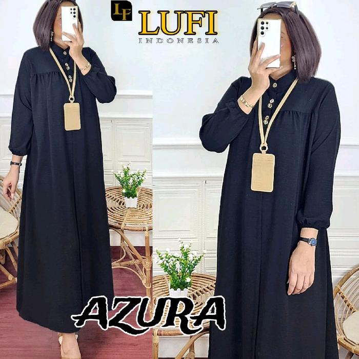 Azura Dres Baju Gamis Wanita Dewasa Terbaru Simple Polos Bahan Polo Linen Seragam