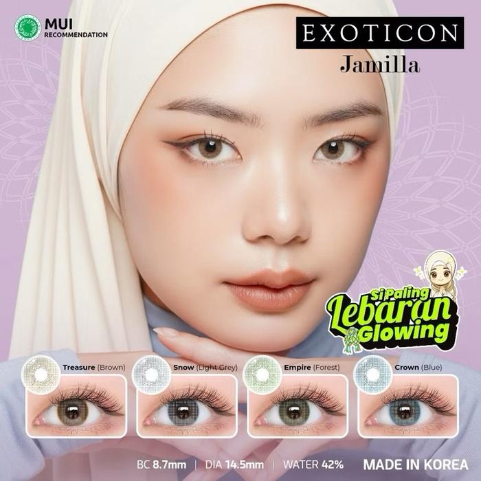 Exoticon Softlens Jamilla Normal Minus BC 8.7mm DIA 14.5mm Water 42% Made in Korea Halal Varian Trea