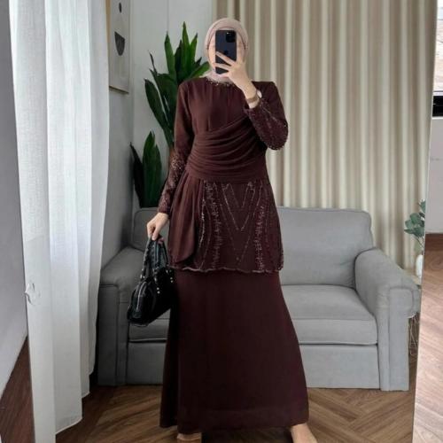 Gamis Wanita Model Terbaru Anabela Dress Brukat Baju Muslim Dewasa Kekinian Gamis Brokat Payet Mewah