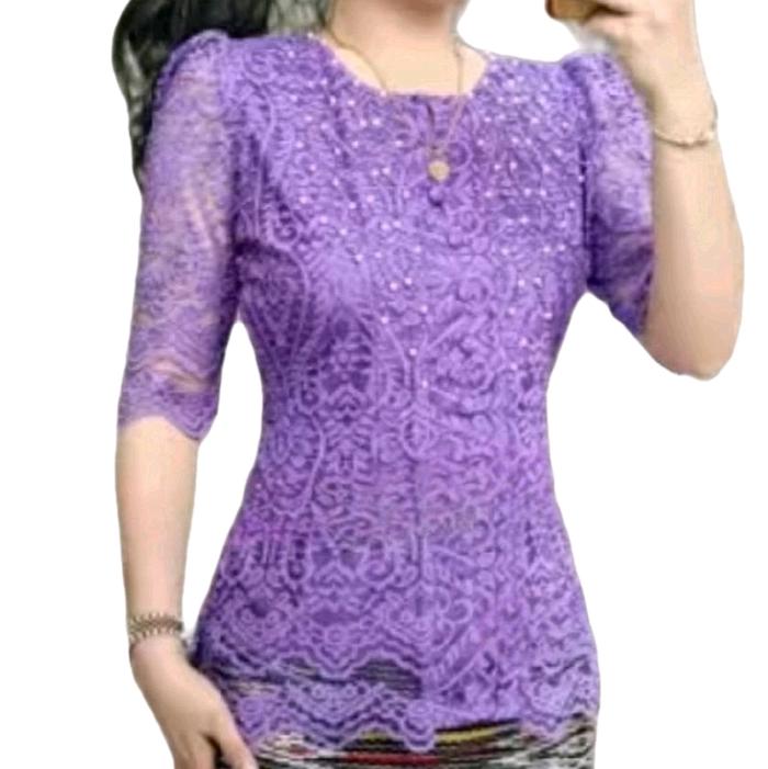 Atasan Wanita Renda Premium. Blus Wanita Payet. Blus Pesta. Kombinasi Kancing  Mutiara Unik baju Can