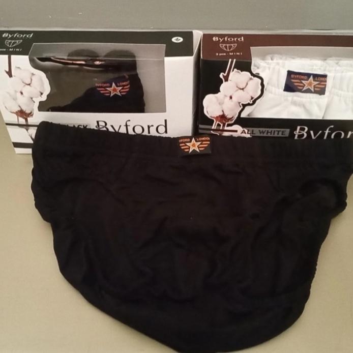 Celana Dalam Pria Byford Bf003 Mini Slip All Black/All White Cotton #Gratisongkir
