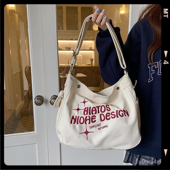 Ready import tas slempang fashion tas wanita selempang bahan kanvas tas wanita selempang lebar eliza