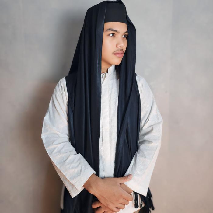 SORBAN JUMBO HITAM & PUTIH POLOS PREMIUM