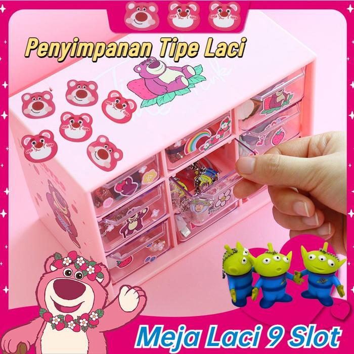 Kotak Rak Laci 9 Sekat Free Sticker Penyimpanan Aksesoris Mini