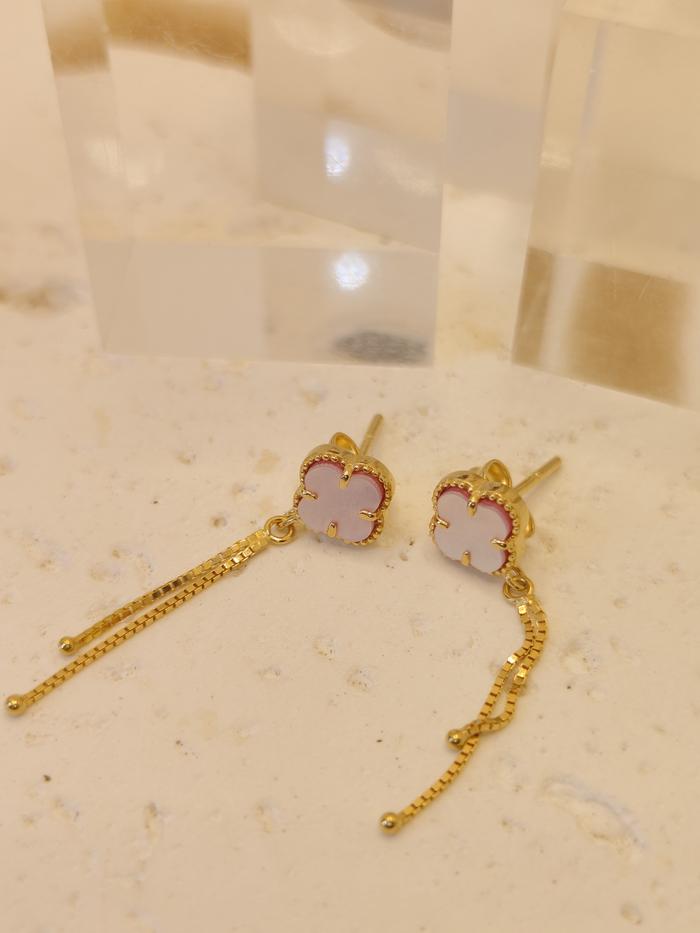 anting emas 8k model variasi stud vc pink