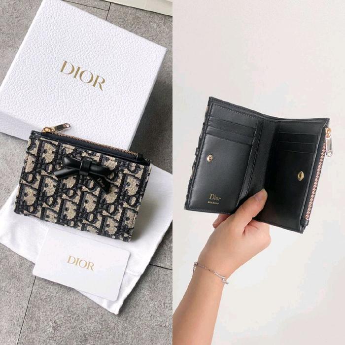 Dior Oblique Bow Glycine Wallet Blue