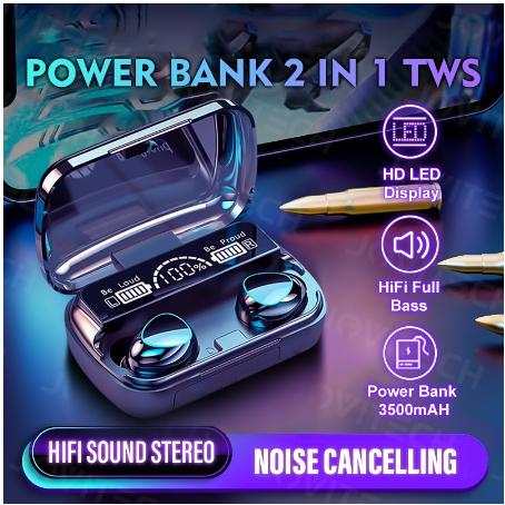 TrustedStore168 M10 TWS Bluetooth Earphone V5.3 HiFi Stereo Noise-canceling Sports powerbank 3500mAh