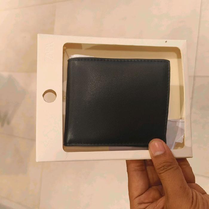 Dompet Zara Pria Original Polos Hitam Desain Elegan & Simple