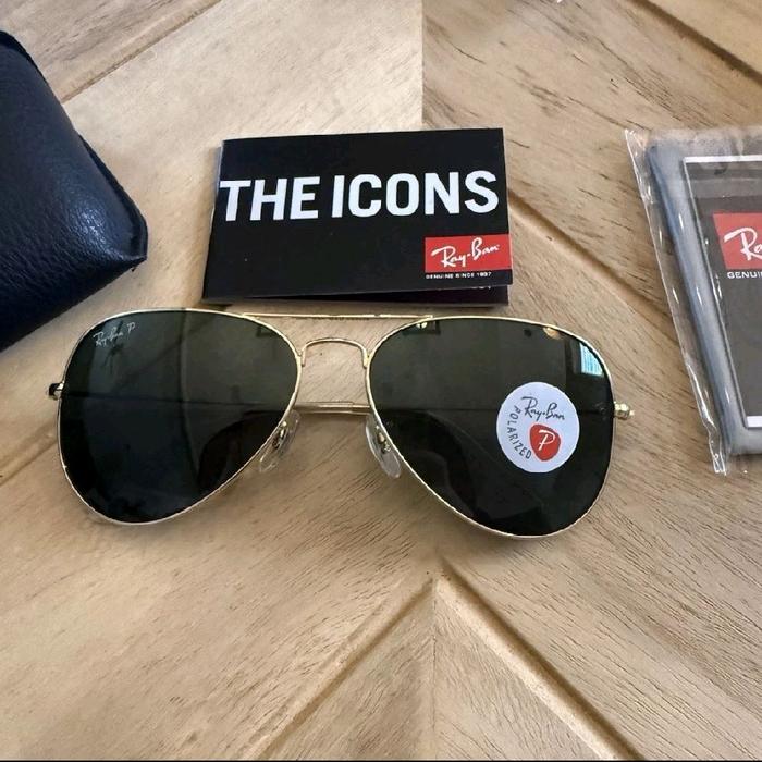 Kacamata Rayban Aviator RB3025 Gold ORIGINAL