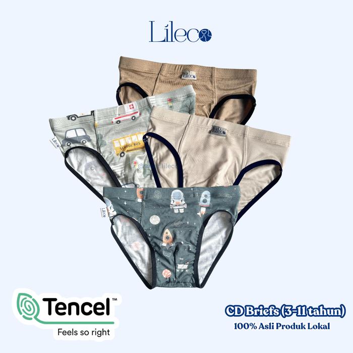 LILECO Celana Dalam Anak CowokTencel Motif usia 3-11 Tahun Bundling Isi 3 untuk Anak Laki-Laki Anti 