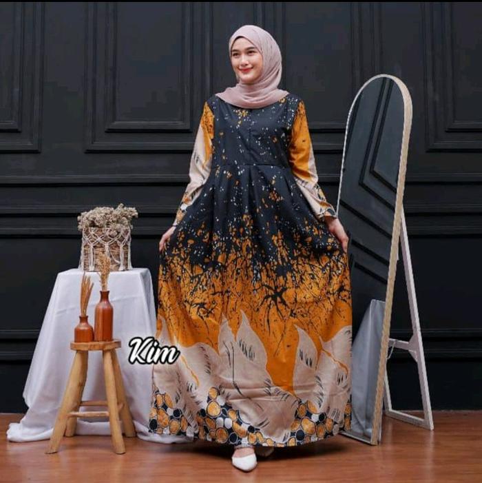 Gamis Busui Batik Dress Wanita Dewasa Katun Ukuran Standar Dan Jumbo Poliester Bunga Polka Dot Putih