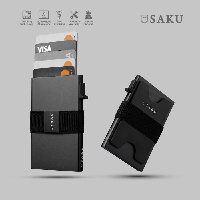 SAKU Dompet Kartu Pria Smart Card Holder Wallet RFID Commando BLACK - Single