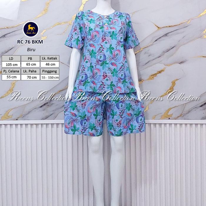 Batik Kuda Mas Setelan Rc 76 Ld 105Cm | Piyama Wanita Celana Pendek Lengan Pendek Busui