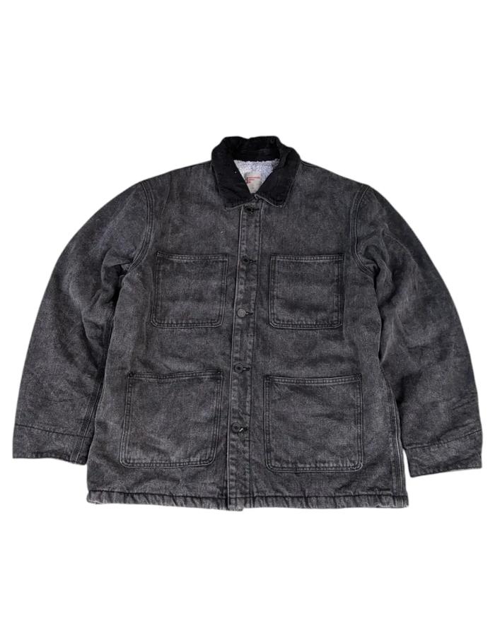 Jaket Chore Jaket Parka Work Jaket Denim Sherpa Pria 8 SECONDS Abu Gelap Size XL