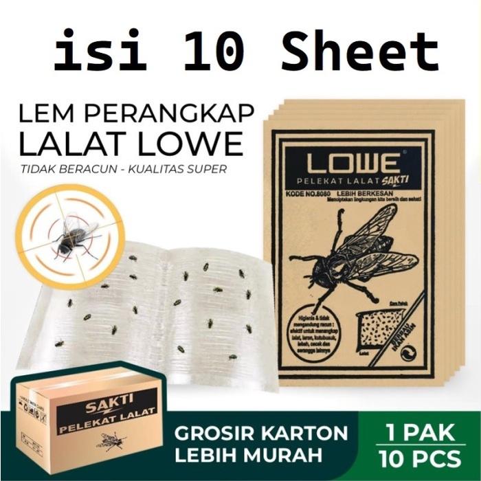 Papan Lem Kertas Lalat Kecoa Cicak Cap Lowe Sakti Glue Pad Isi 10 Pcs