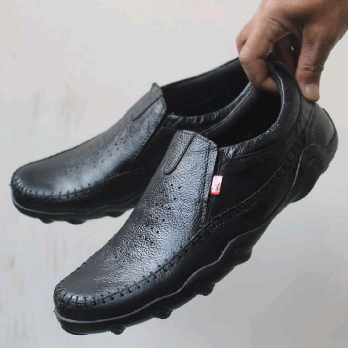 Sepatu Kerja Pria Slop Pansus Bahan Kulit Asli Semi Formal Nyaman Keren Santai  Shoes
