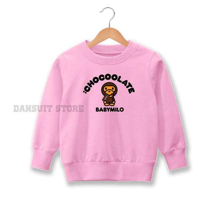 Sweater Crewneck Anak Motif Baby Milo Usia 4 - 13 Tahun Fashion Anak