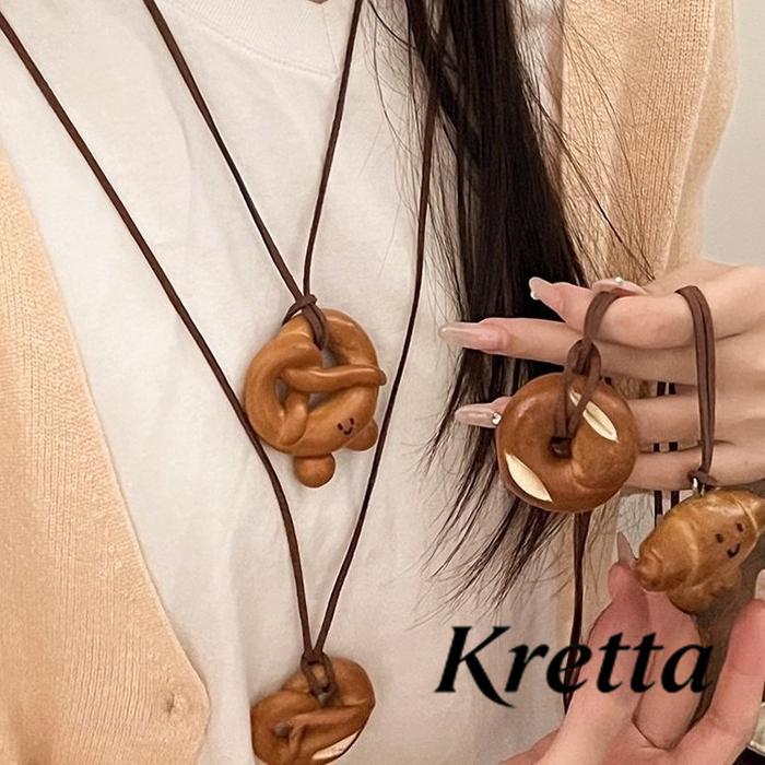 [Kretta] Kalung liontin roti pretzel panjang aksesoris sweater hoodie model simpel serbaguna E749
