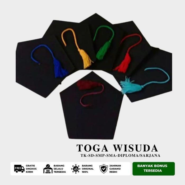 PREMIUM Topi Toga wisuda sarjana warna Hitam size Tk,SD,dan Dewasa bahan Matador Fashion
