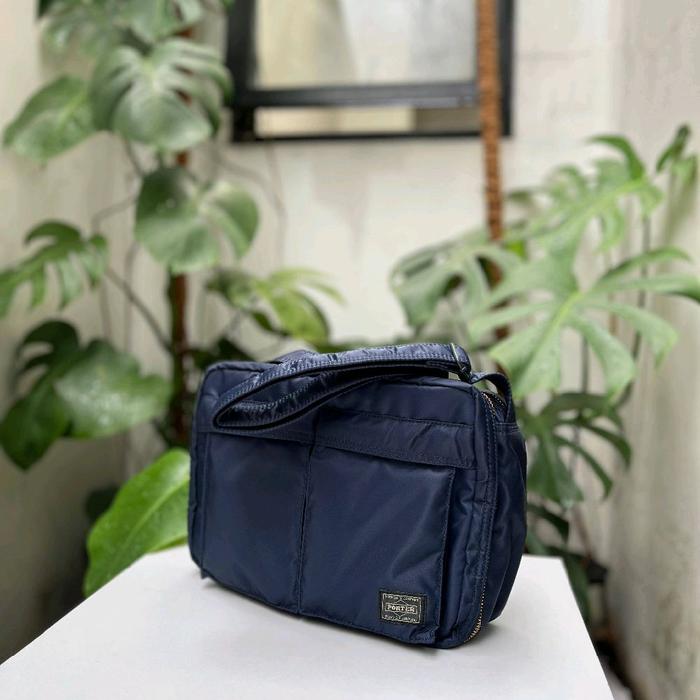 (L) Porter Tanker Navy Double Zip Messenger Bag