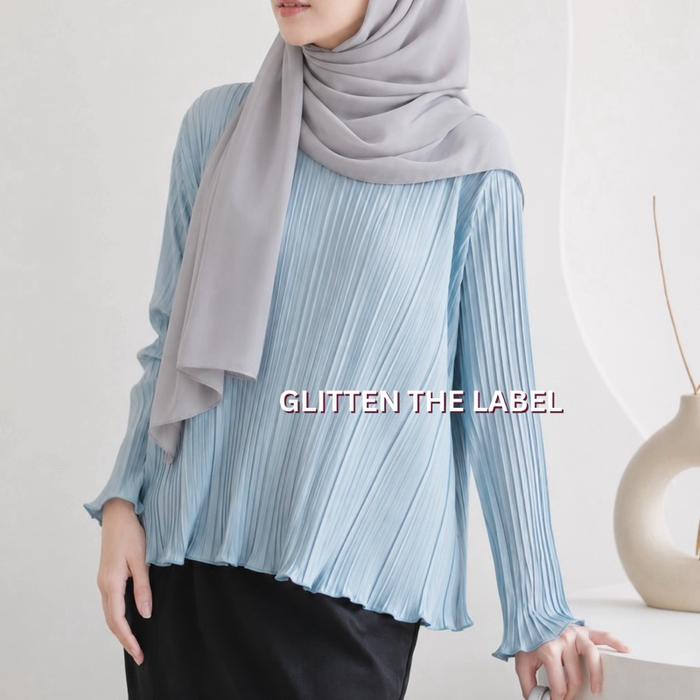 GLITTEN THE LABEL - Atasan Plisket BB Wavy Lengan Panjang / Top Plisket Lengan Panjang / Top Plisket