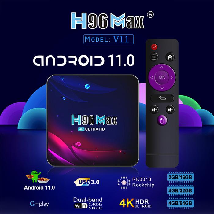 H96 Max V11 Smart TV Box Android 11.0 BT 4.0 16G 32G 64GB for Google